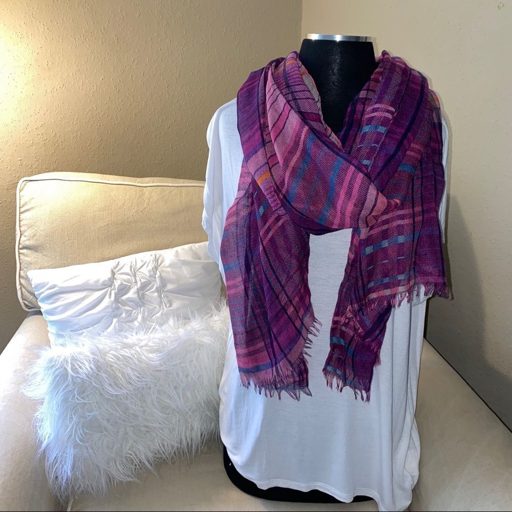 Purple Plaid Oblong Scarf
